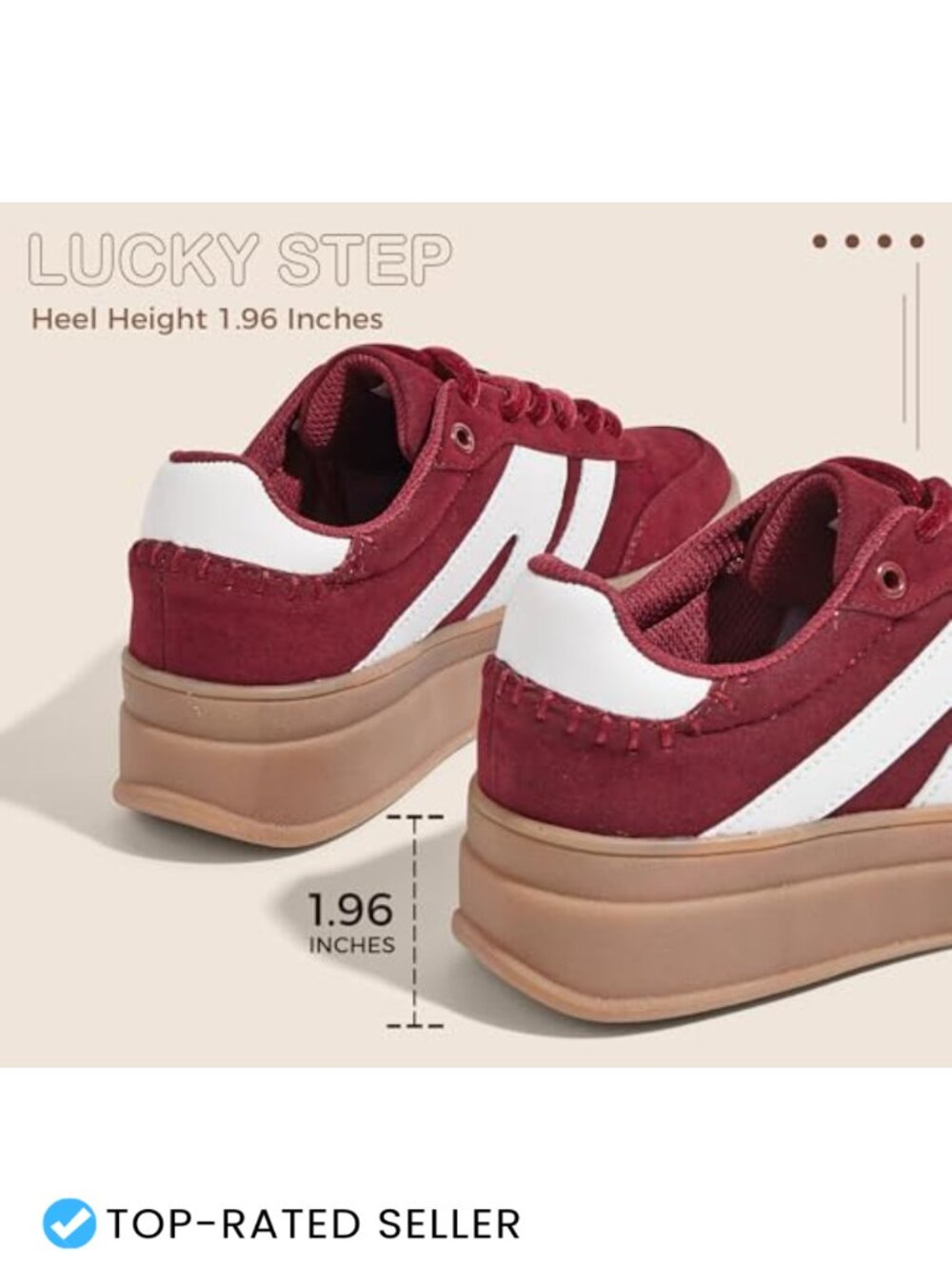 Platform Retro Fashion Classic Sneakers - Cow Suede & PU Leather, Slip Resistant - Picture 3 of 6